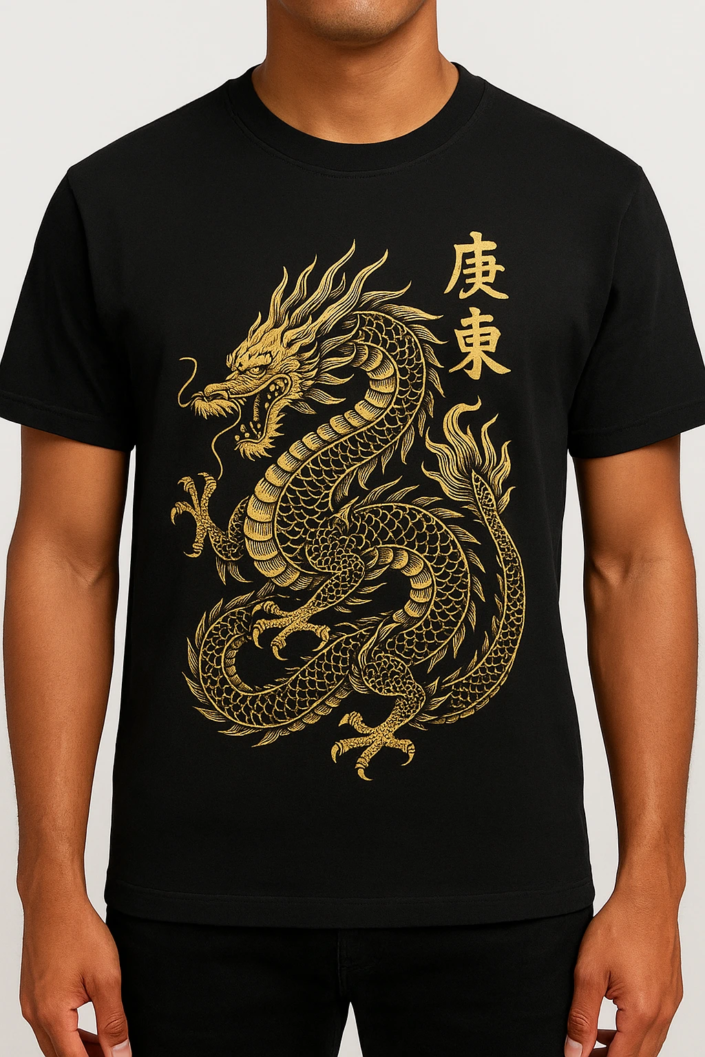Kaos Naga Hitam Emas